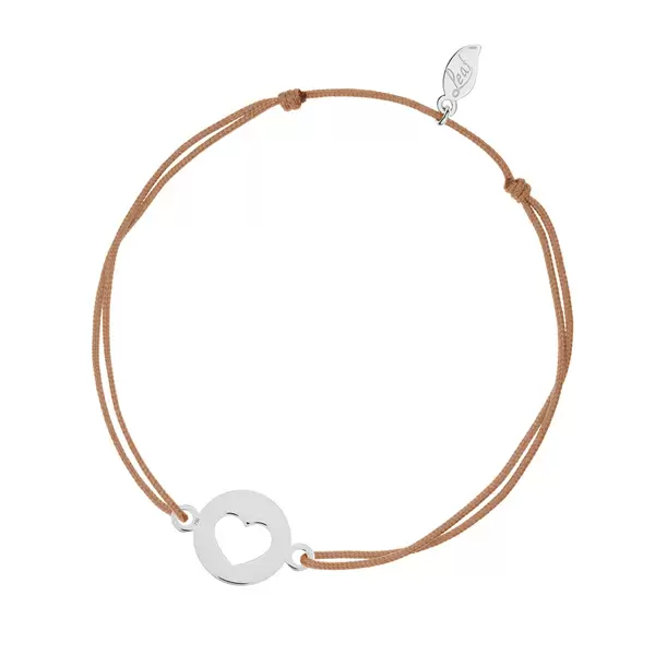 Leaf Jewelry Glücksbändchen Heart, 14 K Weißgold, Beige Sonderangebot der Fabrik