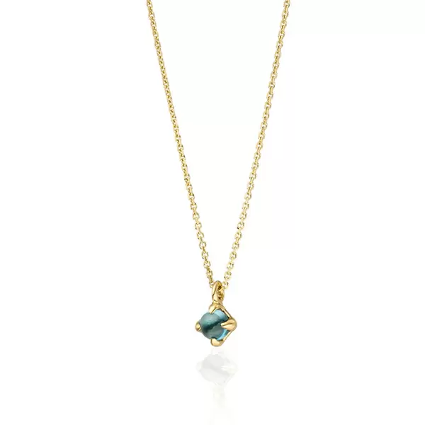 Leaf Jewelry Halskette Cabochon, Blauer Topas, 14 K Gelbgold Vierteljährliche Förderung