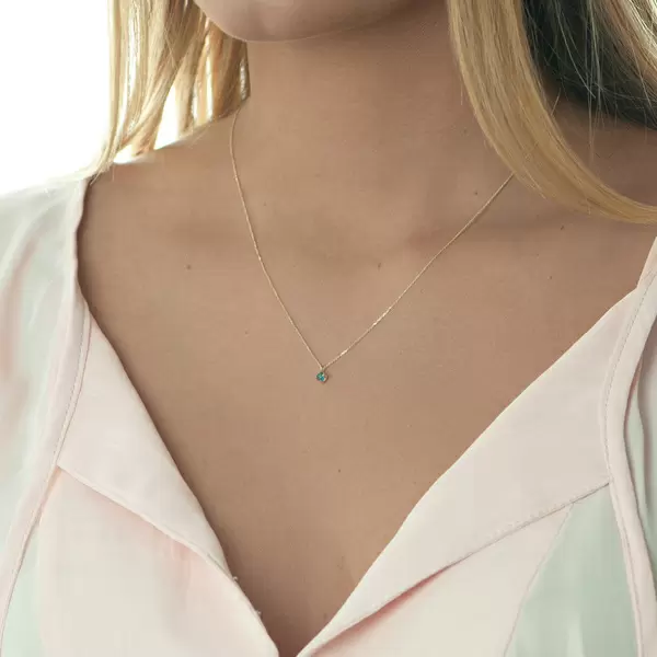 Leaf Jewelry Halskette Cabochon, Blauer Topas, 14 K Gelbgold Vierteljährliche Förderung