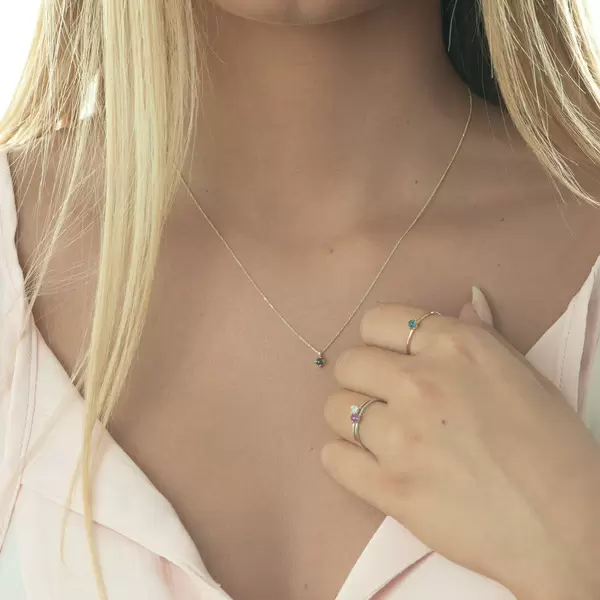Leaf Jewelry Halskette Cabochon, Blauer Topas, 14 K Gelbgold Vierteljährliche Förderung