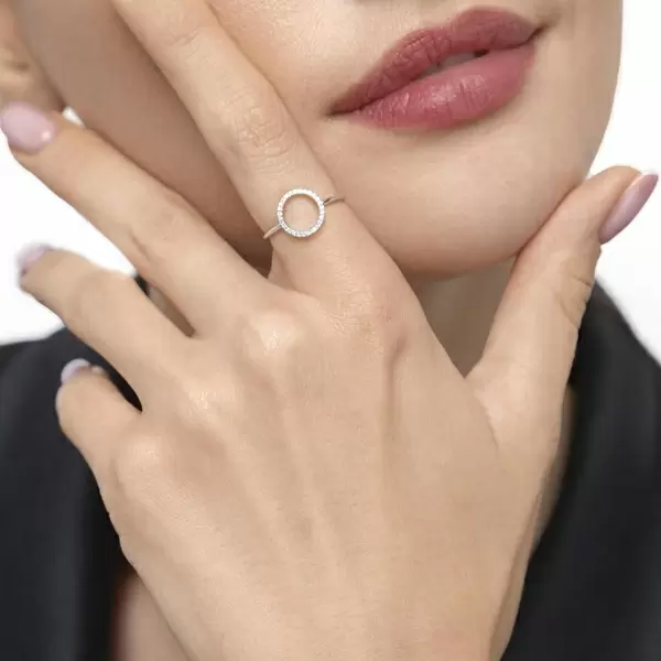 Leaf Jewelry Ring Circle mit Diamanten, 18 K Weißgold Nur noch ein Tag übrig
