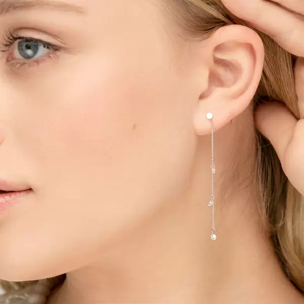 Leaf Jewelry Ohrringe Pure Chain mit Diamanten, 18 K Weissgold 50% Rabatt mit kostenlosem Versand