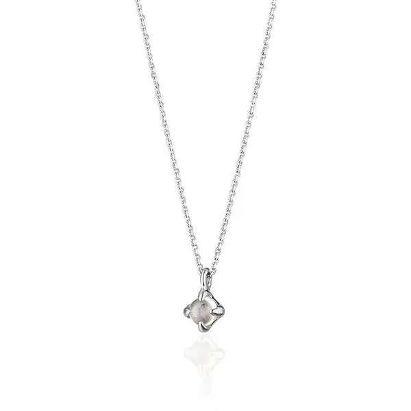 Leaf Jewelry Halskette Cabochon, Mondstein, 14 Weißgold Clearance-Verkauf