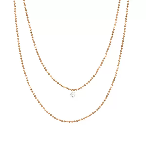 Leaf Jewelry Halskette Pure Double, Diamant, 14 K Rosegold Fabrikladen