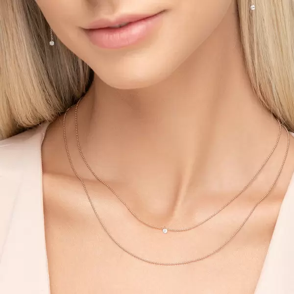 Leaf Jewelry Halskette Pure Double, Diamant, 14 K Rosegold Fabrikladen