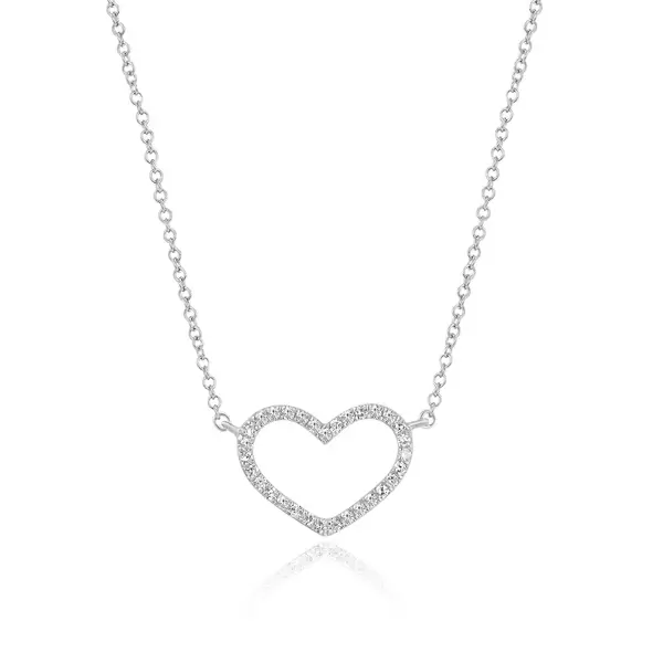 Leaf Jewelry Halskette Heart mit Diamanten, 18 K Weissgold Speichern exportieren