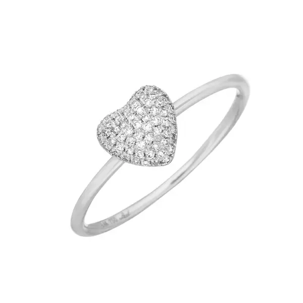 Leaf Jewelry Ring Herz Full mit Diamanten, 18 K Weissgold