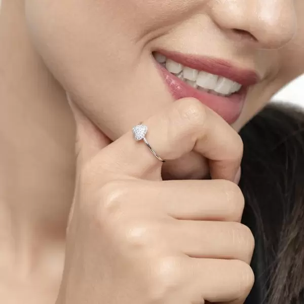 Leaf Jewelry Ring Herz Full mit Diamanten, 18 K Weissgold 50% Rabatt für begrenzte Zeit