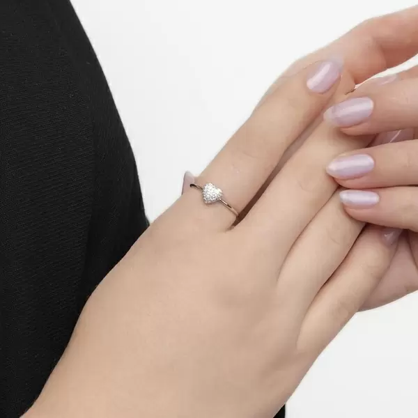 Leaf Jewelry Ring Herz Full mit Diamanten, 18 K Weissgold 50% Rabatt für begrenzte Zeit