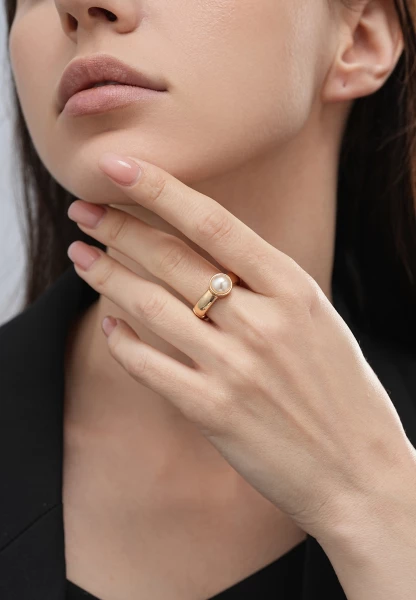 Leslii Ring gold Perle Große Rabatte