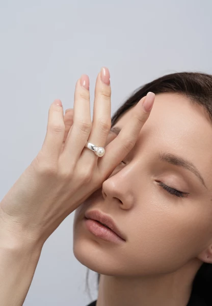 Leslii Ring silber Perle Saisonale Angebote