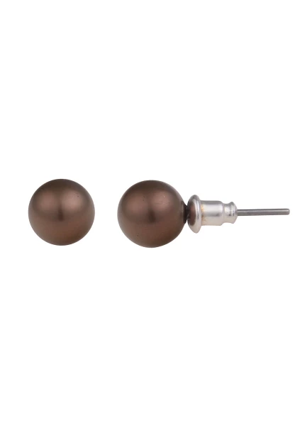 Leslii Damen-Ohrringe Daniela braune Perlen-Ohrringe Ohrstecker Modeschmuck Braun Kostenlose Rückgabe