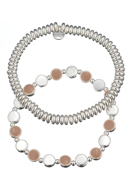 Leslii Armband Set Metallringe und Scheiben | Silber Preisnachlass