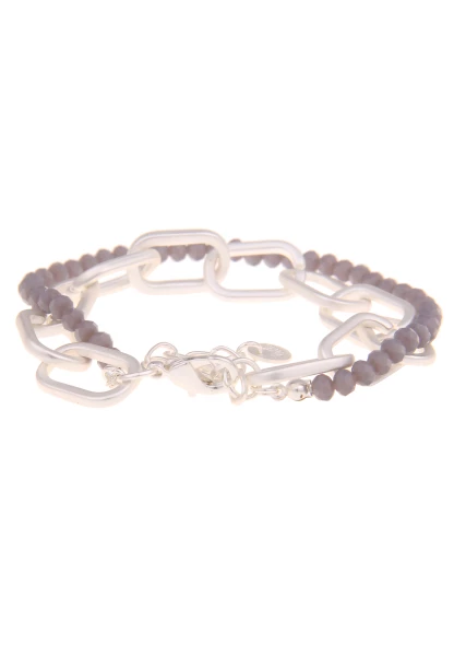 Leslii Armband Glieder Glasperlen in Silber Grau Muttertagsangebot