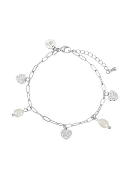 Leslii Armband Herz echte Perlen Silber Valentinstagsangebot