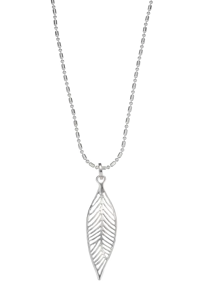 Leslii Lange Halskette Blatt Silber Bis zu 60% Rabatt