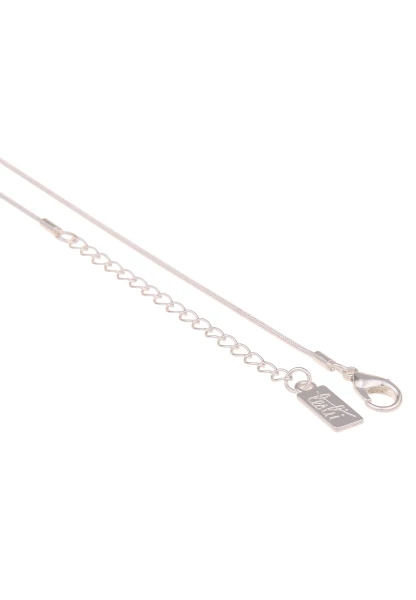 Leslii Lange Kette Oval-Anhänger Matt Silber Sonderangebot der Fabrik