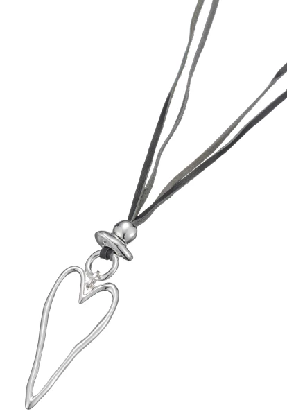 Leslii Lange Halskette Herz in Silber Grau Discount Store für neue Produkte