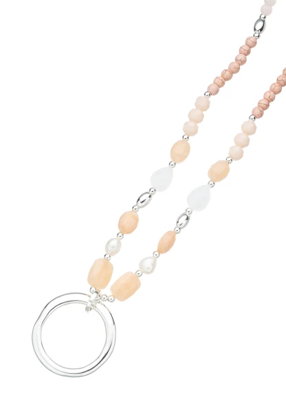 Leslii Lange Halskette Steine in Rosa 50% Rabatt mit kostenlosem Versand