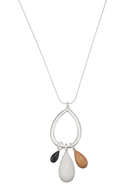 Leslii Lange Kette Tropfen in Silber Weiß Black Friday Preise