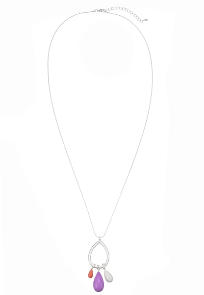 Leslii Lange Kette Tropfen in Silber Lila 50% Rabatt für begrenzte Zeit