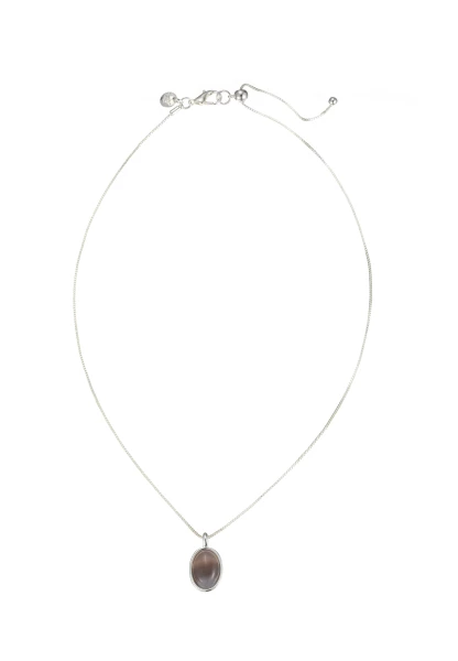 Leslii Kurze Kette Oval Stein Silber Khaki im Angebot