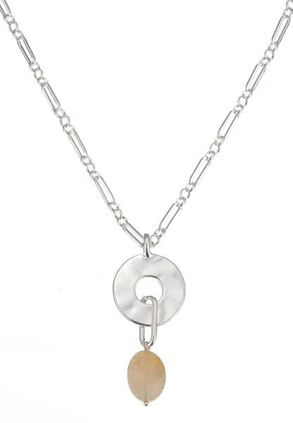 Leslii Lange Halskette Stone Silber Braun Meist gekauft