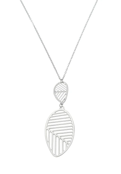 Leslii Lange Kette Blatt Edelstahl Silber Sonderangebot