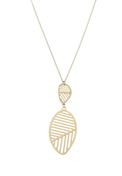Leslii Lange Kette Blatt Edelstahl Gold Rabatt