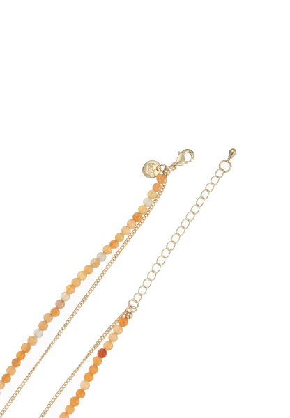Leslii Kurze Halskette Stein Kugeln Layering Gold Orange Saisonschlussverkauf