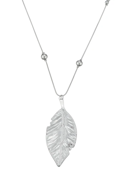 Leslii Lange Kette Blatt Edelstahl Silber Weihnachtsangebot