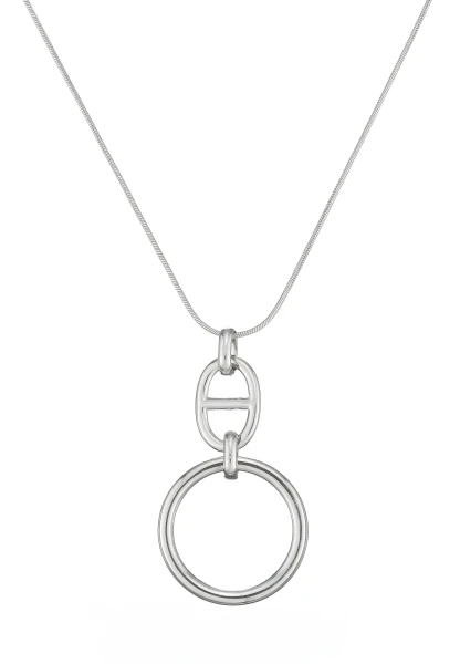 Leslii Lange Kette Ring Oval Edelstahl Silber Osterangebot