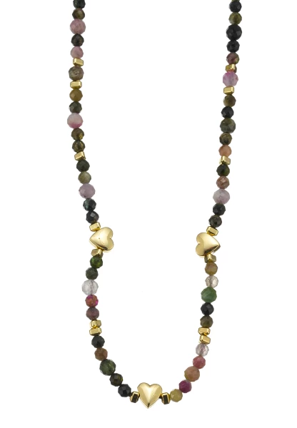 Leslii Kurze Halskette Kristall Herz-Kette 14k Gold Multi VIP-Rabatte