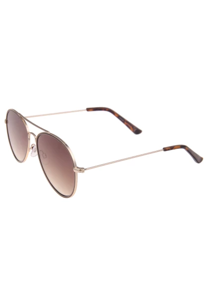 Leslii Sonnenbrille Damen Piloten-Brille Doppelsteg Designerbrille Sunglasses Metall Gold Braun Im Verkauf