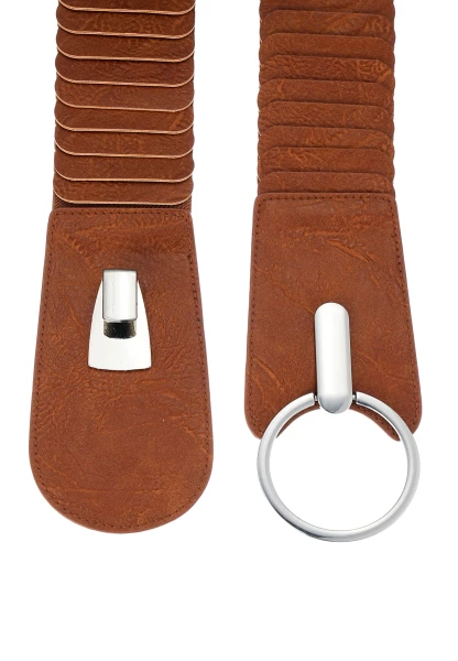 Leslii breiter Stretch-Gürtel Ringschließe | Cognac Limitierter Zeitrabatt