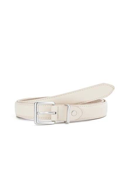 Leslii schmaler Gürtel Leder/PU | Weiß Fabrik Onlineshop