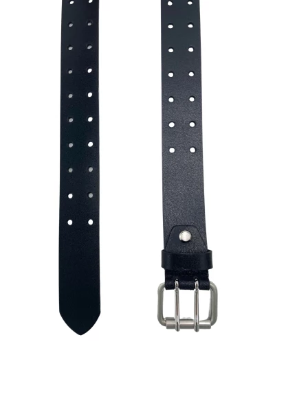 Leslii echter Ledergürtel Doppelloch schwarz Begrenztes Angebot