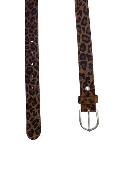 -50% SALE! Leslii Gürtel Leo Look 3cm echter Ledergürtel Braun Weihnachtsangebot