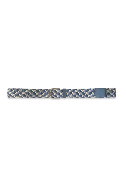 -50% SALE! Leslii Flechtgürtel Stretch mit Leder Applikation in Blau Creme Muttertagsangebot