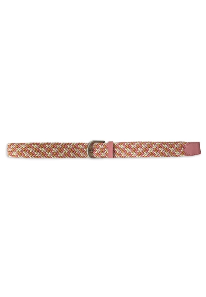 -50% SALE! Leslii Flechtgürtel Stretch mit Leder Applikation in Rosa Pink Creme Orange Valentinstagsangebot