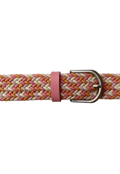 -50% SALE! Leslii Flechtgürtel Stretch mit Leder Applikation in Rosa Pink Creme Orange Valentinstagsangebot