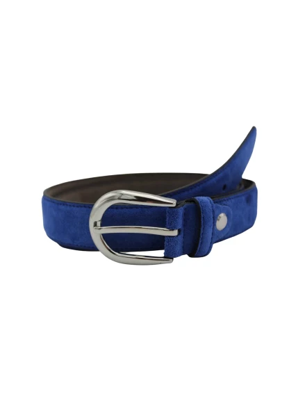 Leslii Gürtel echter Ledergürtel Antik blauer Gürtel Velourleder Royalblau silber Blitzangebot