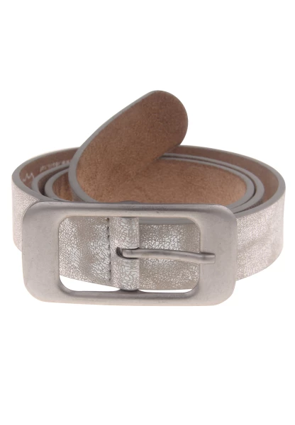 Leslii Damen-Gürtel Basic Statement-Schließe silberfarbener Gürtel Uni Breite 3cm Silber Metallic Große Rabatte