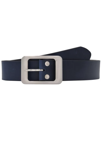 Leslii Gürtel echter Leder-Gürtel Rindsleder Basic dunkelblauer Gürtel Breite 4cm Navy Silber Blau Bestseller