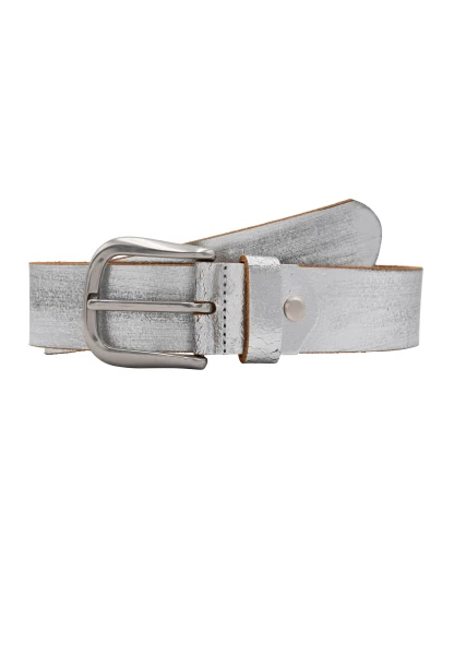 Leslii Gürtel echter Ledergürtel Used Look Metallic silberner Gürtel Leder silber Saisonale Angebote