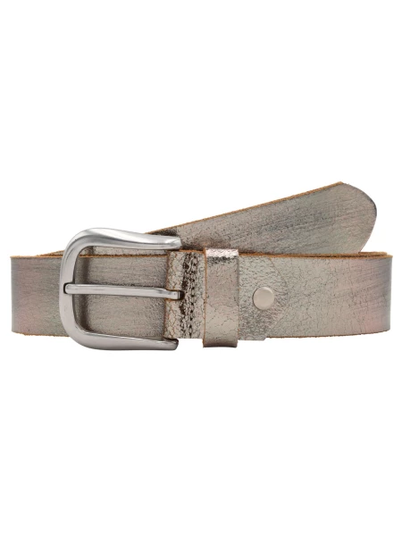 Leslii Gürtel echter Ledergürtel used look Metallic grau Gun Metal Räumungsverkauf