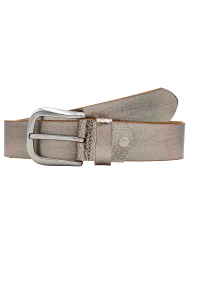 Leslii Gürtel echter Ledergürtel used look Metallic grau Gun Metal Räumungsverkauf