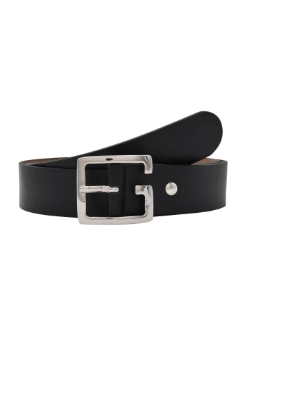 Leslii Premium Gürtel echter Leder-Gürtel Breite 4cm Kalbs-Nappaleder Narbung Schwarz Silber VIP-Rabatte