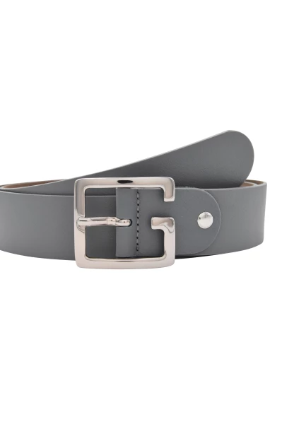 Leslii Premium Gürtel echter Leder-Gürtel grauer Gürtel Breite 4cm Kalbs-Nappaleder Narbung Grau Sil Tiefpreis