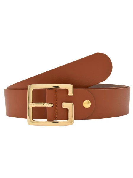 Leslii Premium Gürtel echter Leder-Gürtel brauner Gürtel 4cm Kalbs-Nappaleder Narbung Cognac Eisgold Wochenangebot